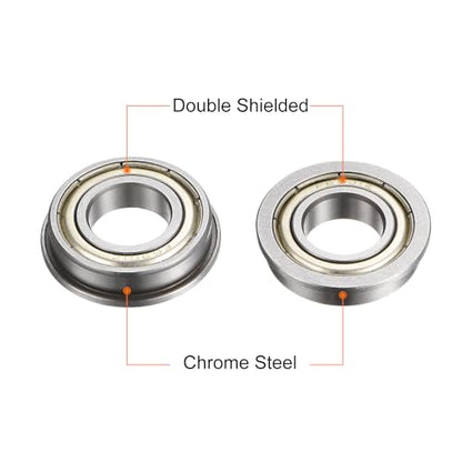 uxcell F6901ZZ Flanged Ball Bearing, 10pcs 12x24x6mm Chrome Steel Double Shielded ABEC1 Flange Bearings - size: 12x24x6mm