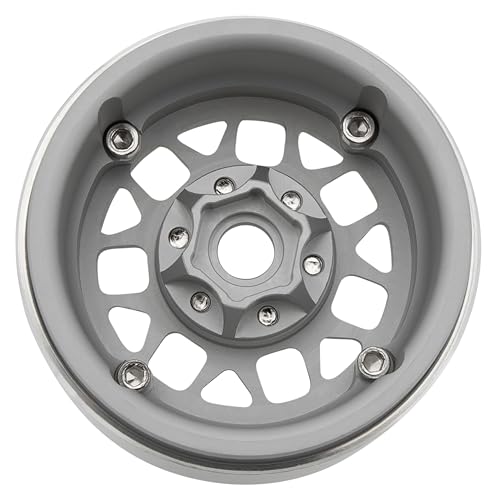 MEUS RACING 1.9 Beadlock Wheels Rims Deep-Dish Wheel for Axial SCX10 Traxxas TRX4 Vanquish VS4-10 Redcat Gen8 1/10 RC Crawler Upgrades (Style B, Silver) - color: Style B, Silver