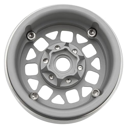 MEUS RACING 1.9 Beadlock Wheels Rims Deep-Dish Wheel for Axial SCX10 Traxxas TRX4 Vanquish VS4-10 Redcat Gen8 1/10 RC Crawler Upgrades (Style B, Silver) - color: Style B, Silver