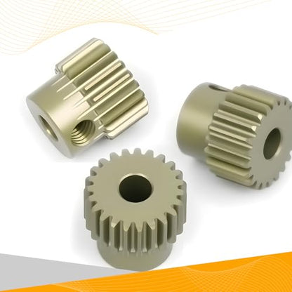 64P Pinion Gear 3.175mm Shaft 7075 Aluminum Alloy Motor Gears,0.6 Metric Pitch 21 22 23T with 1/8 Hole Pinion Gear Compatible with 1/10 Arrma HPI Kyosho Losi Axial Traxxas Tamiya RC Car - size: 21 22 23T