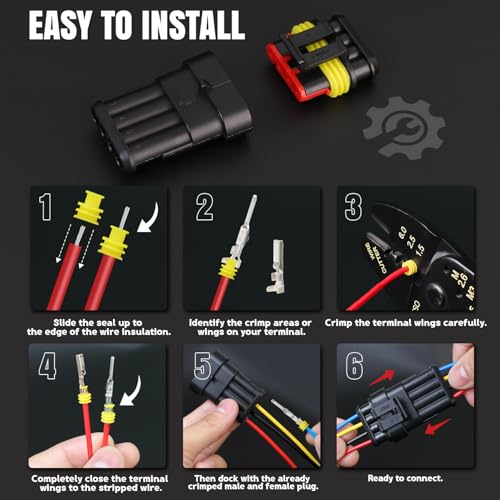 TMH 700 Pcs 1/2/3/4/5/6 Pin Electrical Connector Kit 22-16 AWG, Automotive Electrical Wire Terminal Connectors Male&Female Pin Automotive for Car Truck Motorcycle Marine Boat - size: 1/2/3/4/5/6 Pin (700 Pcs)