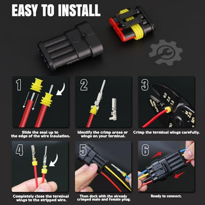 TMH 300 Pcs 1/2/3/4 Pin Electrical Connector Kit 22-16 AWG, Automotive Electrical Wire Terminal Connectors Male&Female Pin Automotive for Car Truck Motorcycle Marine Boat - size: 1/2/3/4 Pin (300 Pcs)