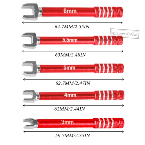 RC 3MM 4MM 5MM 5.5MM 6MM Turnbuckle Wrench Upgrades for Upgrades RC Car,Medium Carbon Steel Turnbuckle Nut Ball Joint Remover RC Repair Tool,5pcs,Red - color: Red(1set)