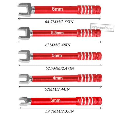 RC 3MM 4MM 5MM 5.5MM 6MM Turnbuckle Wrench Upgrades for Upgrades RC Car,Medium Carbon Steel Turnbuckle Nut Ball Joint Remover RC Repair Tool,5pcs,Red - color: Red(1set)