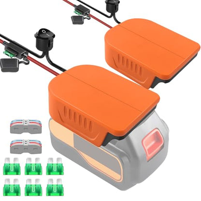 URUN 2 Pack Power Wheel Adapter for Black+Decker 20V MAX Lithium Battery with Fuse&Switch，Secure Battery Adapter with 14 Gauge Wire,Good Power Convertor for DIY Ride On Truck,Robotics,RC Toys - size: for Black+Decker Battery