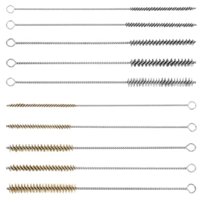 Tube Cleaning Brush,Brass Stainless Steel Engine Cleaning Brushes,12 inch Long Round Wire Pipe Cleaner for Deep Pipes (Yellow and Silver, 10 Pcs-5 Size) - color: Yellow and Silver, size: 10 Pcs-5 Size