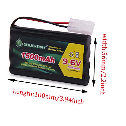2 Pack 9.6V 1500mAh NI-MH Rechargeable Battery Pack Tamiya Plug for RC Car Boats Robots