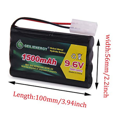 2 Pack 9.6V 1500mAh NI-MH Rechargeable Battery Pack Tamiya Plug for RC Car Boats Robots