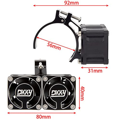 DKKY RC Motor Cooling Fan Heatsink 20000 RPM 54-58mm Ajustable Mount for ARRMA Axial 1/5 1/6 1/7 RC Models with 1717 5687 56113 2028 Motor (Black) - color: Black