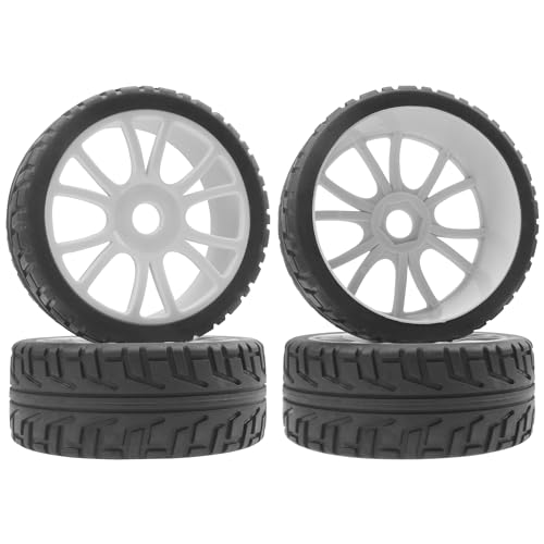 ShareGoo 1/8 RC Buggy Off Road Tires and Wheels Rim 17mm Drive Hex Compatible with Arrma Typhon Kyosho Losi VRX Redcat Tamiya HPI 1/8 RC Off Road Buggy (White) - color: White