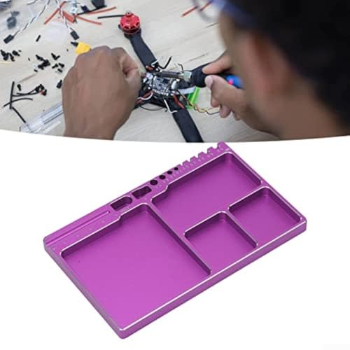 Magnetic Parts Tray Aluminum Alloy Dish for Screws Nuts Bolts - Strong Hold Small Hardware Organizer for RC Car Repair 4.25 Inch(Purple) - size: Purple