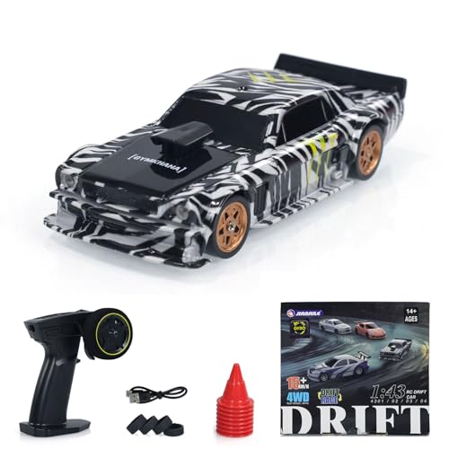 TOUCAN RC HOBBY 1:43 RTR Race Car Gyro Drift Car 4WD Traffic Cones Mini for Men with a Gyro (Camouflage) for Ages 14+ - color: 4301gyro