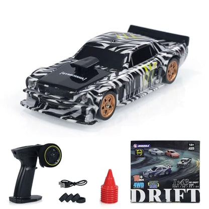 TOUCAN RC HOBBY 1:43 RTR Race Car Gyro Drift Car 4WD Traffic Cones Mini for Men with a Gyro (Camouflage) for Ages 14+ - color: 4301gyro