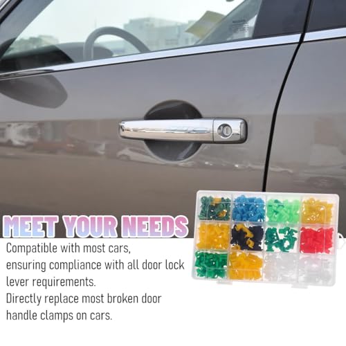 80PCS Car Door Lock Rod Clip Assortment Kit, Left & Right Door Handle Rod End Retainer Latch Locking Clip, Auto Tailgate Handle Push Clamp Replacement, Universal for Most Vehicles