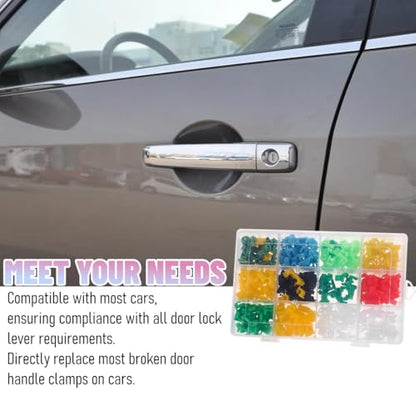 80PCS Car Door Lock Rod Clip Assortment Kit, Left & Right Door Handle Rod End Retainer Latch Locking Clip, Auto Tailgate Handle Push Clamp Replacement, Universal for Most Vehicles