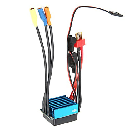 RC Waterproof 35A Sensorless Brushless ESC, 35A Electronic Speed Controller for 1/10 1/14 1/16 1/18 RC Car, 4 Poles Brushless Motor Compatible with 2-3S LiPo Battery