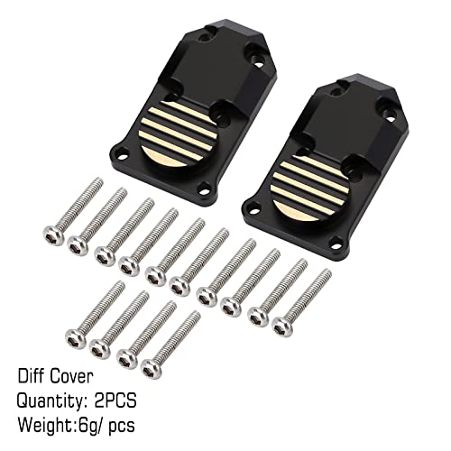 INJORA RC Black Brass Upgrades Steering Knuckle,Diff Cover and Steering Rod Tie Links Set for 1/24 RC Crawler Car Accessories Axial SCX24 Gladiator Bronco AXI90081 Upgrades Parts