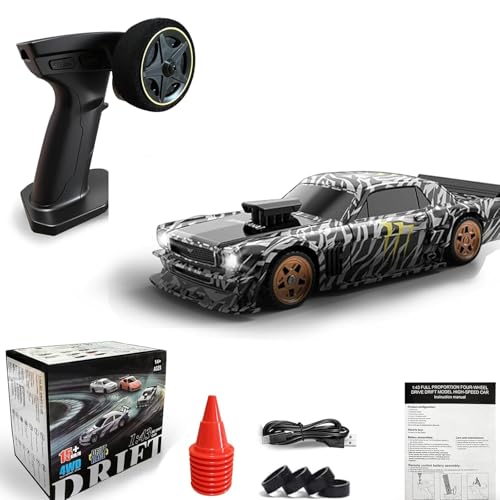 1/43 Mini RC Drift Car with Gyroscope, 2.4GHz 4WD Full Proportional High Speed Micro Hobby RC Cars with Lights Racing Tires, Fast Small Remote Control Car, Toy Model Gift for Adults Kids Boys Girls - color: Black-g