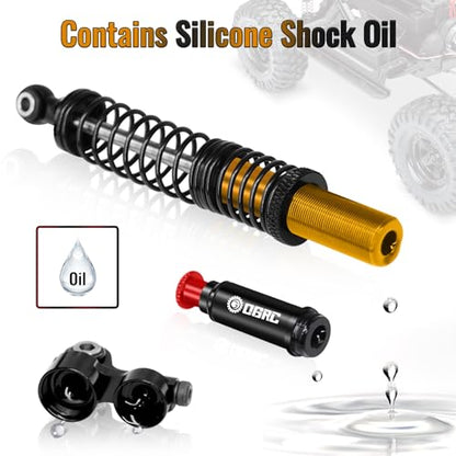 OGRC 100mm Piggyback RC Shock Absorber Oil Shocks for SCX10 TRX4 Upgrades | Aluminum, Double-cylinder, Long Travel, Adjustable Rebound, for 1/10 RC Crawler Car, Gold - color: Gold