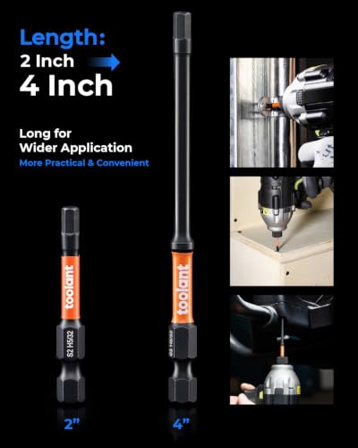 toolant Impact Hex Bit Set, Metric, 10-Piece | CNC-machined tips, S2 alloy steel body, hardened core, magnetic fastener retention, impact-driver use - size: 1.5mm-8mm(10pcs)