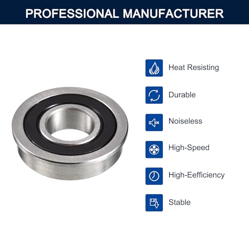 FR8-2RS Flanged Ball Bearing, ID 1/2 x OD 1-1/8" x Width 5/16" Miniature Bearings, Double Rubber Sealed Deep Groove Bearings, Pre-Lubricated (GCr15) Chrome Steel 4pcs - size: FR8-2RS 1/2x1-1/8"x5/16"