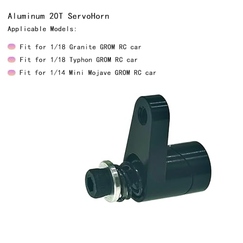 New Upgraded Metal Aluminum 20T Servo Horn Steering Arm (Black) for ARRMA 1/18 Granite GROM/1/18 Typhon GROM/ 1/14 Mini Mojave GROM RC Servo Arm Horns Parts