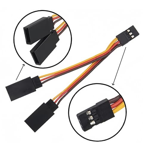 6 Pcs 7cm JR/Futaba Style Servo Extension Cable 1 to 2 Y Harness Leads Splitter Cable Male to Female Extension Lead Wire for RC Models Drone Car
