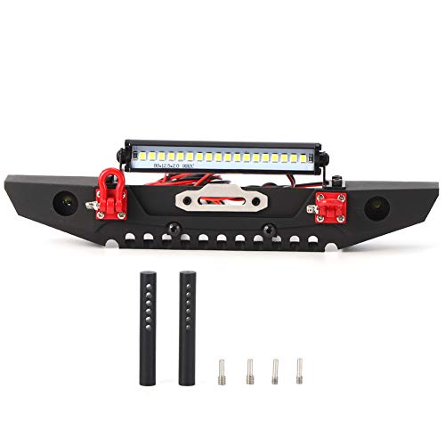 RC Crawler Bumper, Durable Anti-Collision Metal with LED Spotlights 1:10 Scale Rock Crawling Accessory for Off-Road Adventures, Hobbyists, Trail Exploration, and Extreme Terrain Enthusiasts