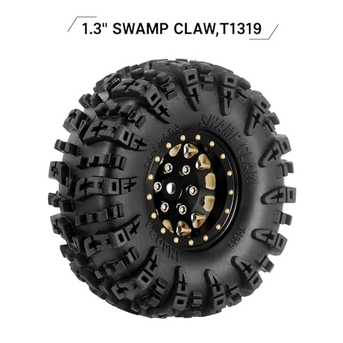 INJORA 1.3" Swamp Claw Tires 70 * 27mm & Wheel for 1/18 1/24 RC(Black Gold) - color: Black Gold