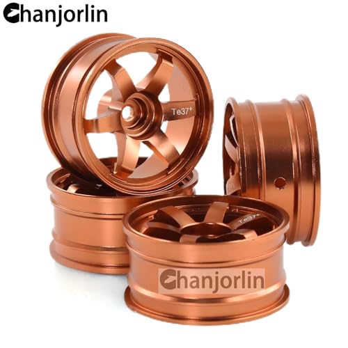 1/10 RC On Road Drift Wheels Rims Hex 12mm Alloy Aluminum Rally Racing Hubs for 1:10 Scale Touring Street Car Tires Tyres Tamiya TT01 TT02 A959 PTG2 HPI KYOSHO HSP XV02 XV01 4PCS (Gold) - color: Gold