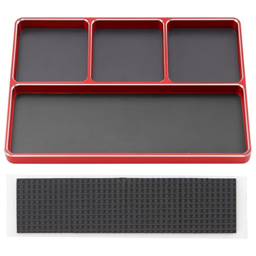 Universal Aluminum RC Screw Tray Magnet Screws Holder Plate Screw Organizer Tool Compatible with Redcat Traxxas Arrma HPI Axial Wltoys RC Car Boat Helicopters Airplane (Red) - color: Red