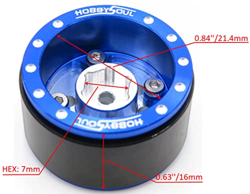 Adjustable Offset 1.0 Beadlock wheels Blue Silver, Heavy RC 1.0 Wheels 7mm Hex Rims For 1/18 Traxxas TRX4M Axial SCX24 Crawler & Other 1/24 1/18 RC Crawler Truck, (4-Pack) - color: Blue & Silver