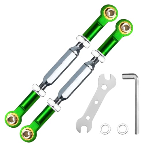 84-108mm Stainless Steel Turnbuckles with Rod Ends for Slash 4X4 2WD,Green | 2PCS Tie Rods with Spacers & Wrench Fit for 1/10 Traxxas Rustler 4X4 2WD,Stampede,Hoss 4X4,RC Car Hops Up Parts - color: Dark Green