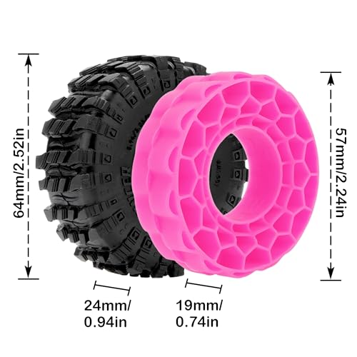 MEUS RACING 1.0" MS6 Super Bouncer Crawler Tires and Super Soft Silicone Rubber Inserts for TRX4M SCX24 FCX24 AX24 1/24 1/18 RC Crawler