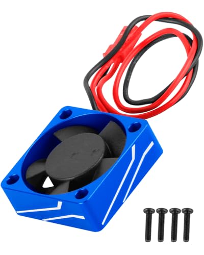 Metal RC 30 * 30MM 28000 RPM Motor Cooling Fan Brushless Motor Heat Sink 4.8-8.4V Upgrades Part for 540 550 F540 3650 3660 Motor for 1/8 1/10 RC Car,Navy Blue