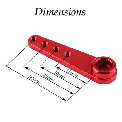 4Pcs Upgraded 25T Spline Servo Horn 37mm/1.46" Aluminum Alloy Long Servo Arm Compatible with MG995/MG996 for 1/10 1/8 RC Car Truck Crawler Boat (Red)
