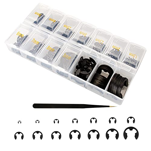480PCS E Clips Assortment Kit (M1.5-M15), External Retaining Clips Assortment Kit, Carbon Steel E Clip Rings - size: 480PCS
