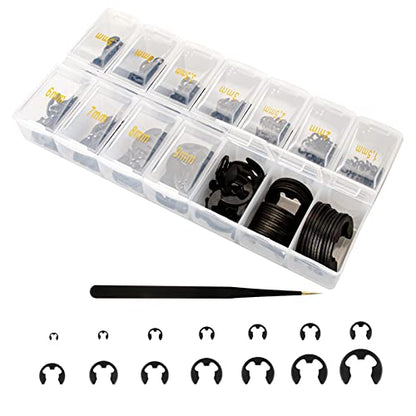 480PCS E Clips Assortment Kit (M1.5-M15), External Retaining Clips Assortment Kit, Carbon Steel E Clip Rings - size: 480PCS