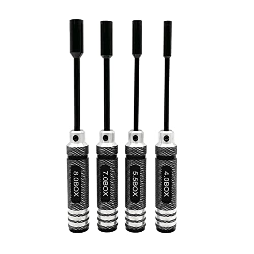 4Pcs Nut Driver Set RC Tool Set Hex Nut Driver for RC Vehicle RC Helicopters FPV Drones Cameras Appliances Repair 4mm 5.5mm 8mm 7mm Nut Driver (black) - color: Black