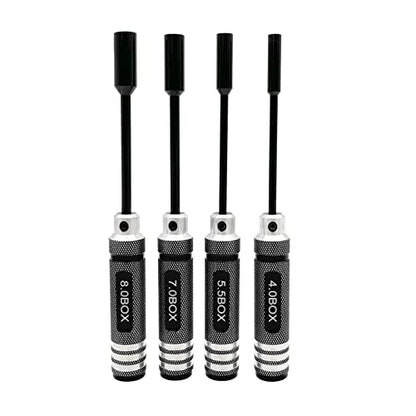 4Pcs Nut Driver Set RC Tool Set Hex Nut Driver for RC Vehicle RC Helicopters FPV Drones Cameras Appliances Repair 4mm 5.5mm 8mm 7mm Nut Driver (black) - color: Black