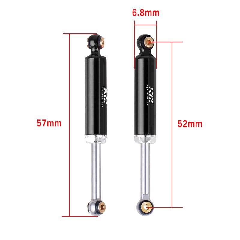 KYX Racing Aluminum Suspension Shock Absorber Inner Spring Shock 52mm Upgrades Parts Accessories for 1/24 RC Crawler Car Axial AX24 (4pcs), Black