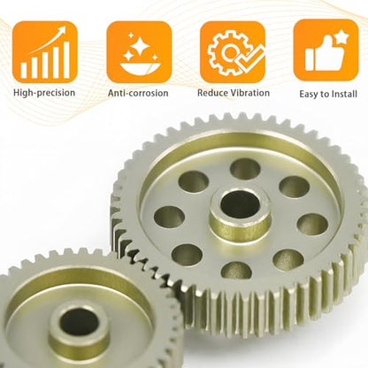 64P Pinion Gear 3.175mm Shaft 7075 Aluminum Alloy Motor Gears,0.6 Metric Pitch 52 53 54T with 1/8 Hole Pinion Gear Compatible with 1/10 Arrma HPI Kyosho Losi Axial Traxxas Tamiya RC Car - size: 52 53 54T