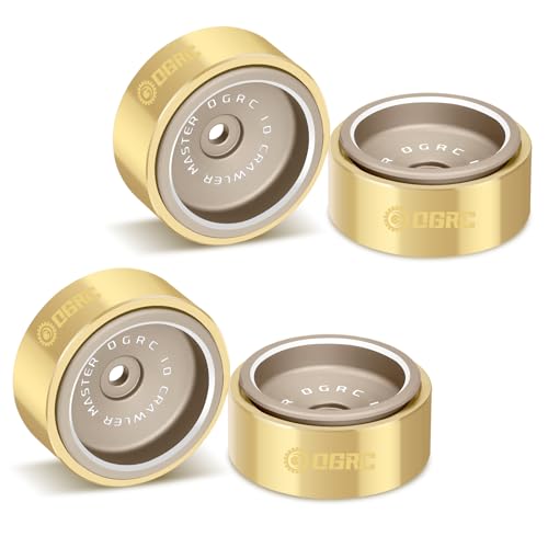 OGRC 32g 1.0 Aluminum Brass Beadlock Wheels for SCX24 AX24 TRX4M RC Car | 128g Total Weight, -3.78mm Offset, Solid Design, for Traxxas Axial Redcat 1/18 1/24 RC Crawler, Bronze - color: Bronze