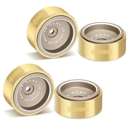 OGRC 32g 1.0 Aluminum Brass Beadlock Wheels for SCX24 AX24 TRX4M RC Car | 128g Total Weight, -3.78mm Offset, Solid Design, for Traxxas Axial Redcat 1/18 1/24 RC Crawler, Bronze - color: Bronze