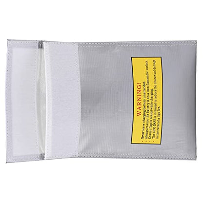 18x23cm Lipo Battery Bag, Fireproof Pouch with Flame Retardant Heat Resistant Protection, for Drone RC Batteries (Silver)