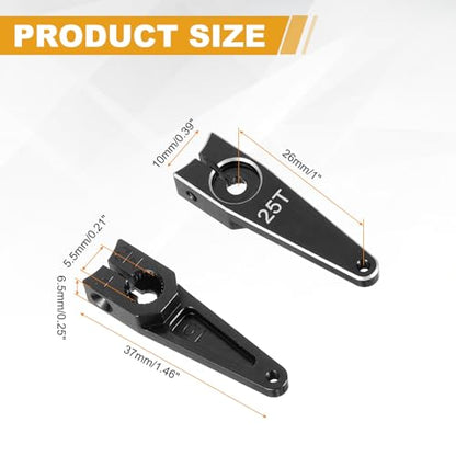 MECCANIXITY Aluminum Alloy 1 inch 25T Steering Servo Arm Horn Black for Car/Boat/Airplane Boat Accessories Pack of 2 - color: Black