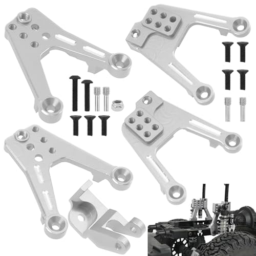 ShareGoo 4PCS Aluminum Front Rear Shock Tower Shock Hoops Bracket Mount Compatible with Axial SCX10 II 90046 90047 1/10 Scale Crawler Upgrade Part (Silver) - color: Silver