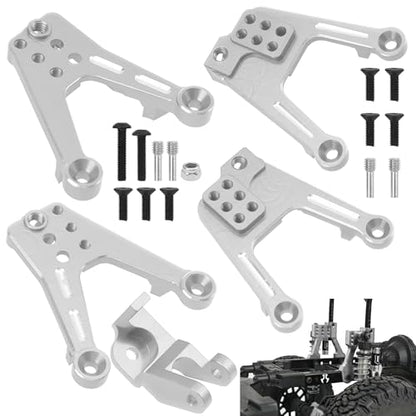 ShareGoo 4PCS Aluminum Front Rear Shock Tower Shock Hoops Bracket Mount Compatible with Axial SCX10 II 90046 90047 1/10 Scale Crawler Upgrade Part (Silver) - color: Silver