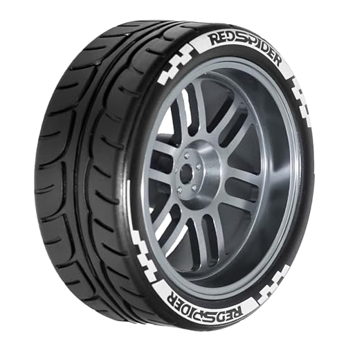 1/10 On Road Tires and Aluminum Wheels 12mm Hex RC Rally Racing Tyres OD 2.56" for Tamiya TT01 TT02 XV01 TA06 A959 PTG2 HPI KYOSHO PTG2 Traxxas 1:10 Street Touring Drift Car (Titanium) - color: Titanium