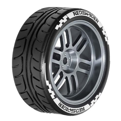 1/10 On Road Tires and Aluminum Wheels 12mm Hex RC Rally Racing Tyres OD 2.56" for Tamiya TT01 TT02 XV01 TA06 A959 PTG2 HPI KYOSHO PTG2 Traxxas 1:10 Street Touring Drift Car (Titanium) - color: Titanium